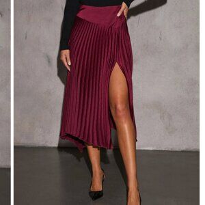 Social Gather Asymmetric Pleated Midi Skirt – VICI